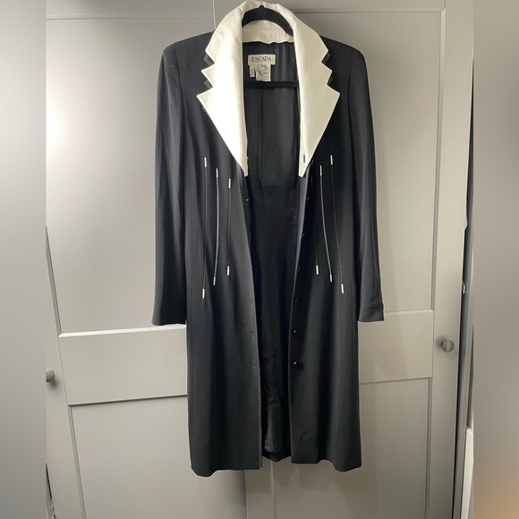 Vintage Escada Margaretha Ley Black and White ' Piano ' Dress Removable Collar - Picture 4 of 9